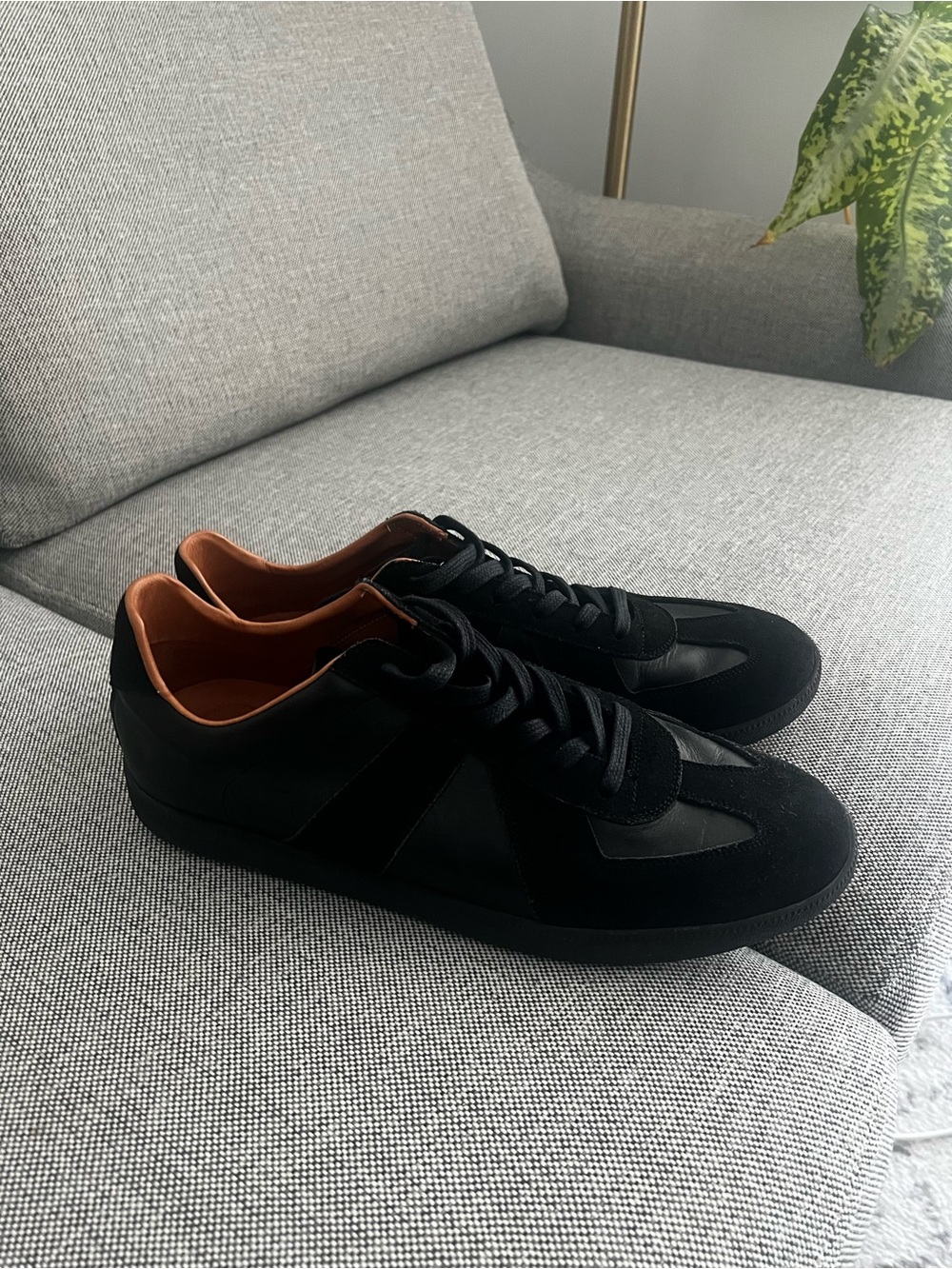 Beckett Simonon Black Leather & Suede Low-Top Sneakers with Tan Interior